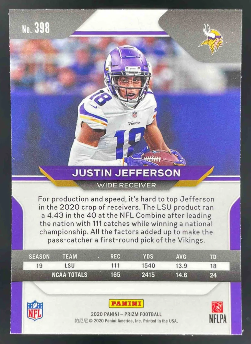 2020 Panini Prizm #398 Justin Jefferson RC - Image 2