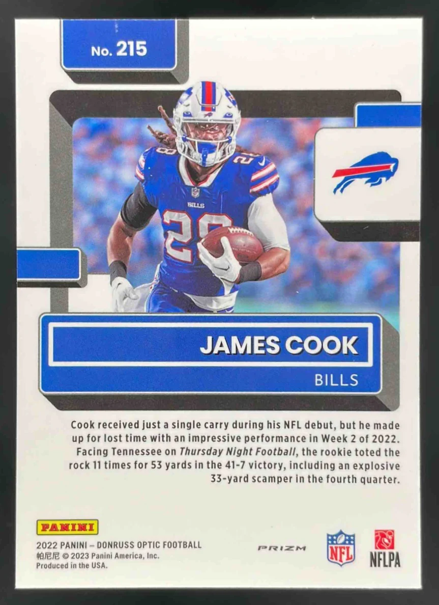 2022 Panini Donruss Optic Holo #215 James Cook RC Rated Rookie - Image 2