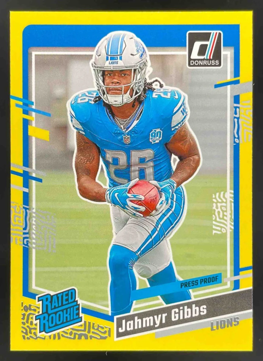 2023 Panini Donruss Press Proof Yellow #331 Jahmyr Gibbs RC Rated Rookie