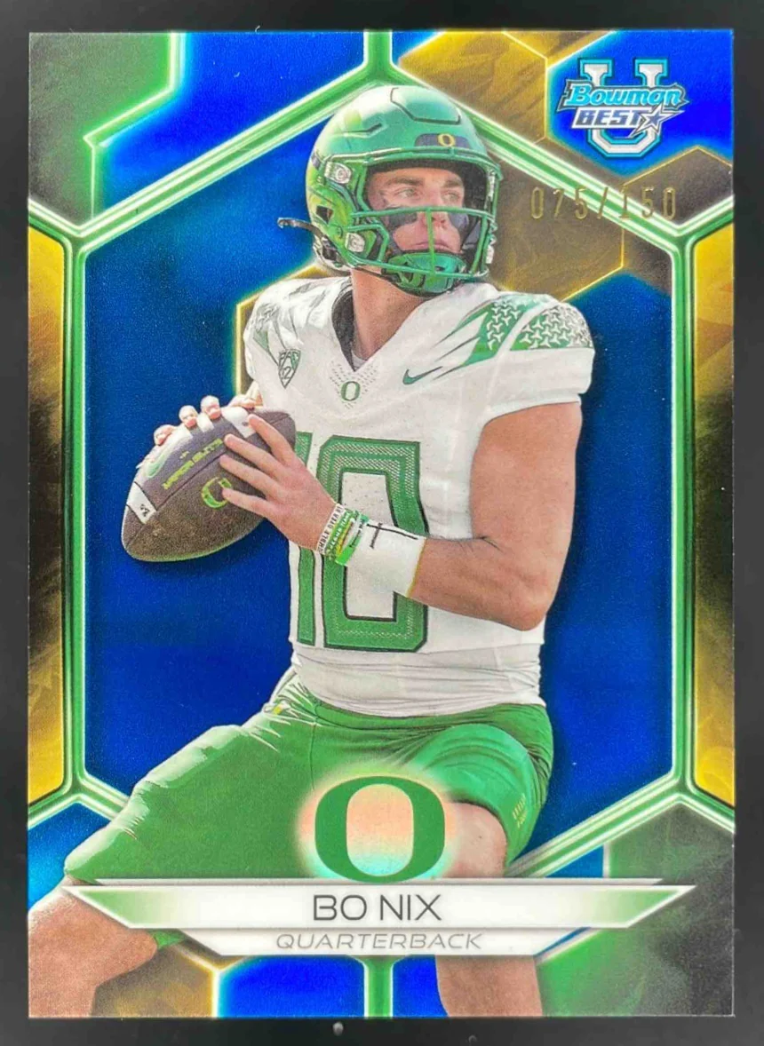 2023 Bowman University Best Blue Refractor #50 Bo Nix /150