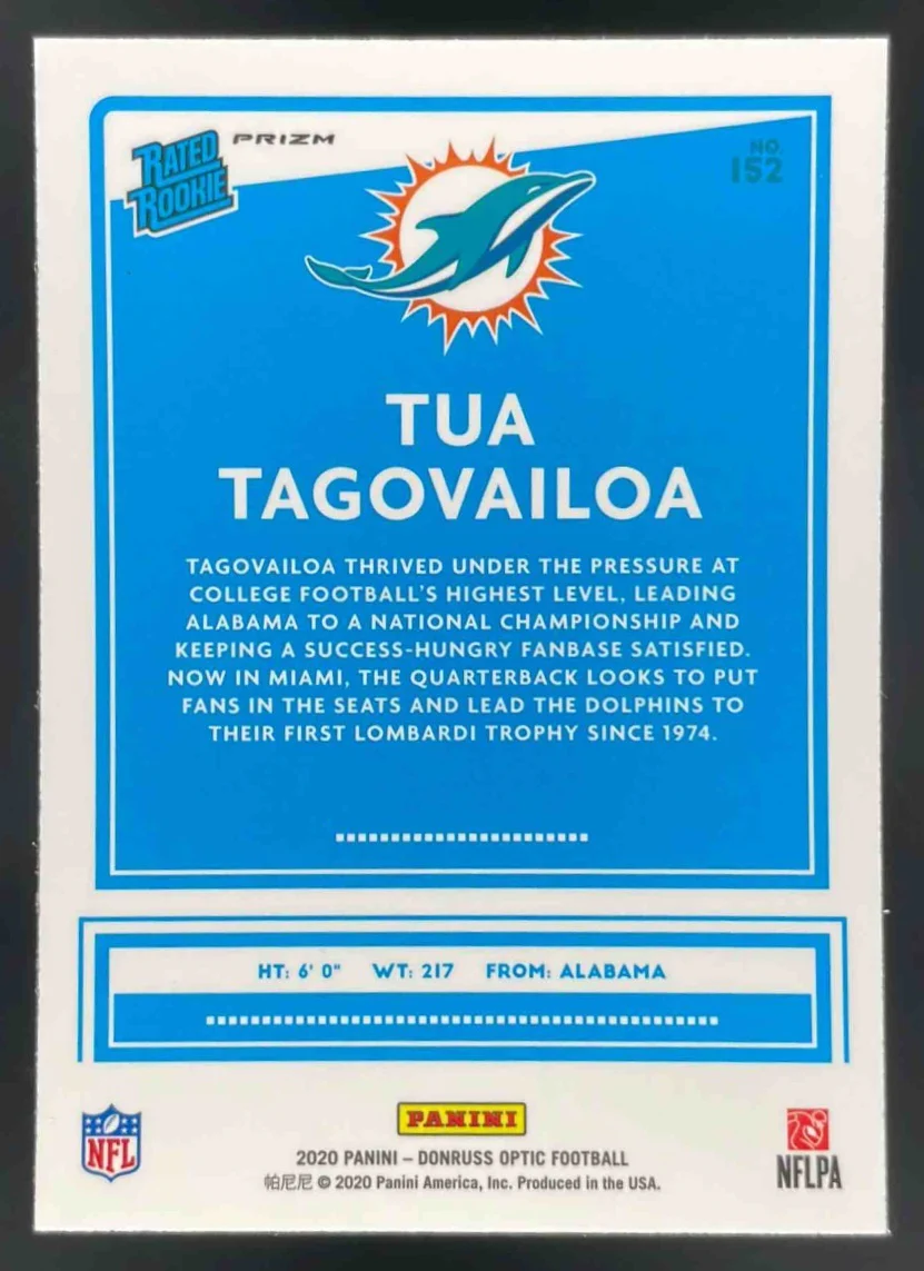 2020 Panini Donruss Optic Holo Prizm #152 Tua Tagovailoa RC - Image 2
