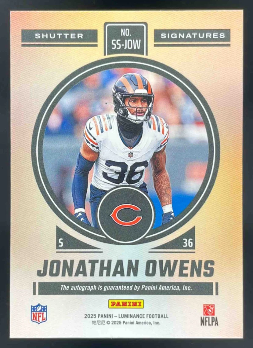 2025 Panini Luminance Shutter Signatures #SS-JOW Jonathan Owens Auto /100 - Image 2