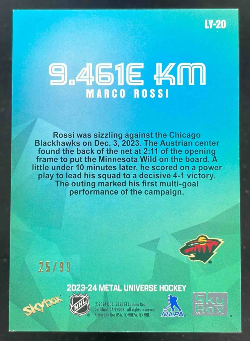 2023-24 Skybox Metal Universe 9.461e KM Gold #LY-20 Marco Rossi /99 - Image 2