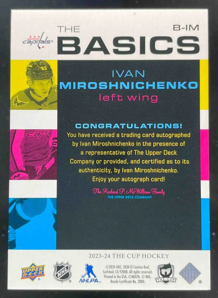 2023 Upper Deck The Cup The Basics Auto #B-IM Ivan Miroshnichenko Autograph Auto - Image 2