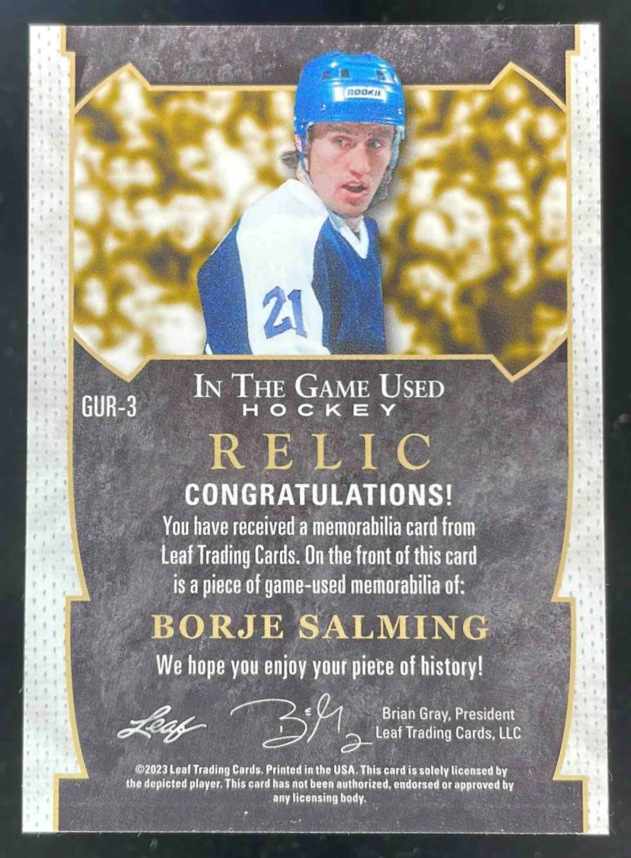 2023 Leaf In The Game Relic Silver Crystal Borje Salming /4 - Image 2