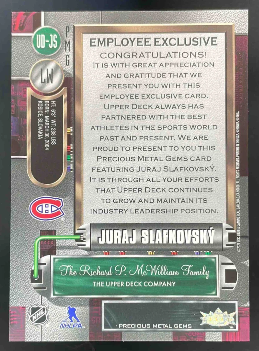 2023 Metal Universe Employee Exclusive Pink #UD-JS Juraj Slafnovsky - Image 2