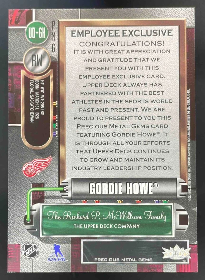 2023 Metal Universe Employee Exclusive Pink #UD-GH Gordie Howe - Image 2