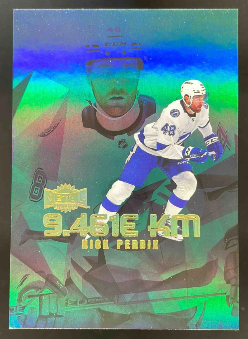 2023-24 Skybox Metal Universe 9.461e KM Gold #LY-16 Nick Perbix /99