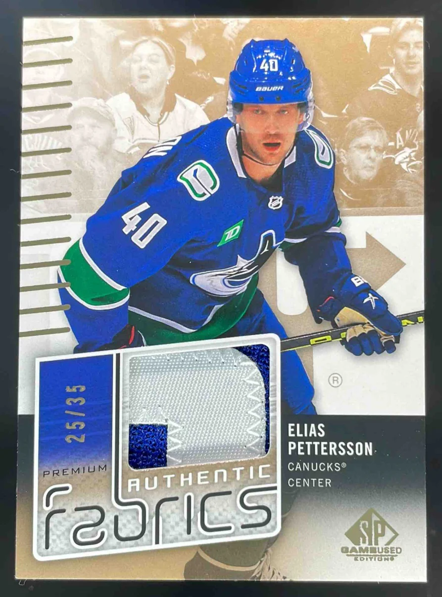 2022-23 SP Game Used Authentic Fabrics Patch #AF-EP Elias Pettersson /35