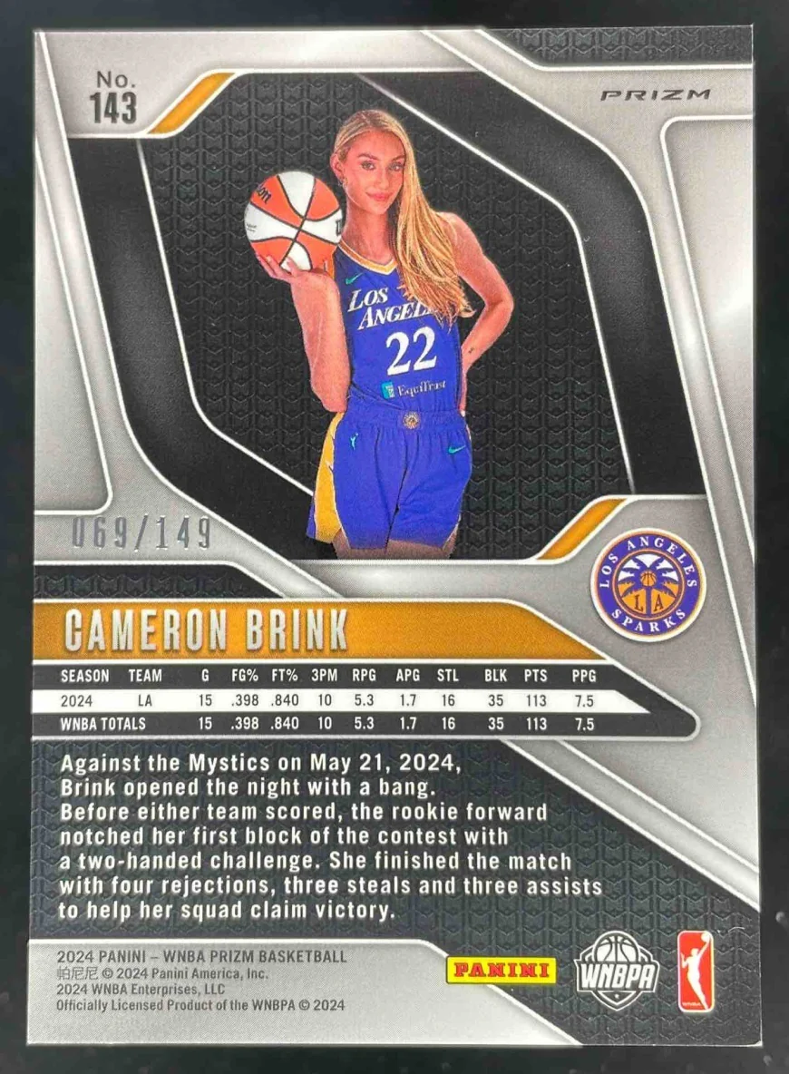 2024 Panini WNBA Prizm Purple Prizm #143 Cameron Brink /149 - Image 2