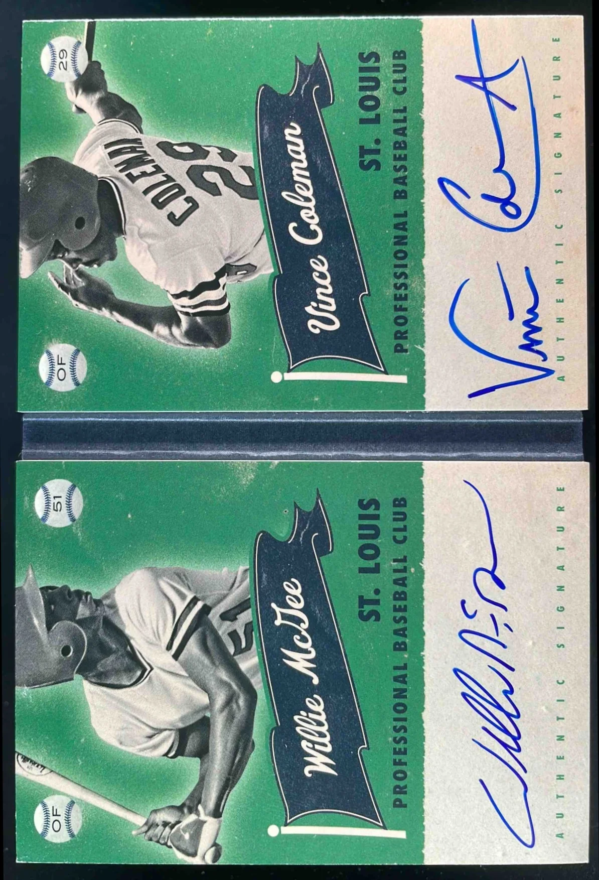 2013 Panini America Pastime Scripts Booklets Vince Coleman Willie McGee Auto /20