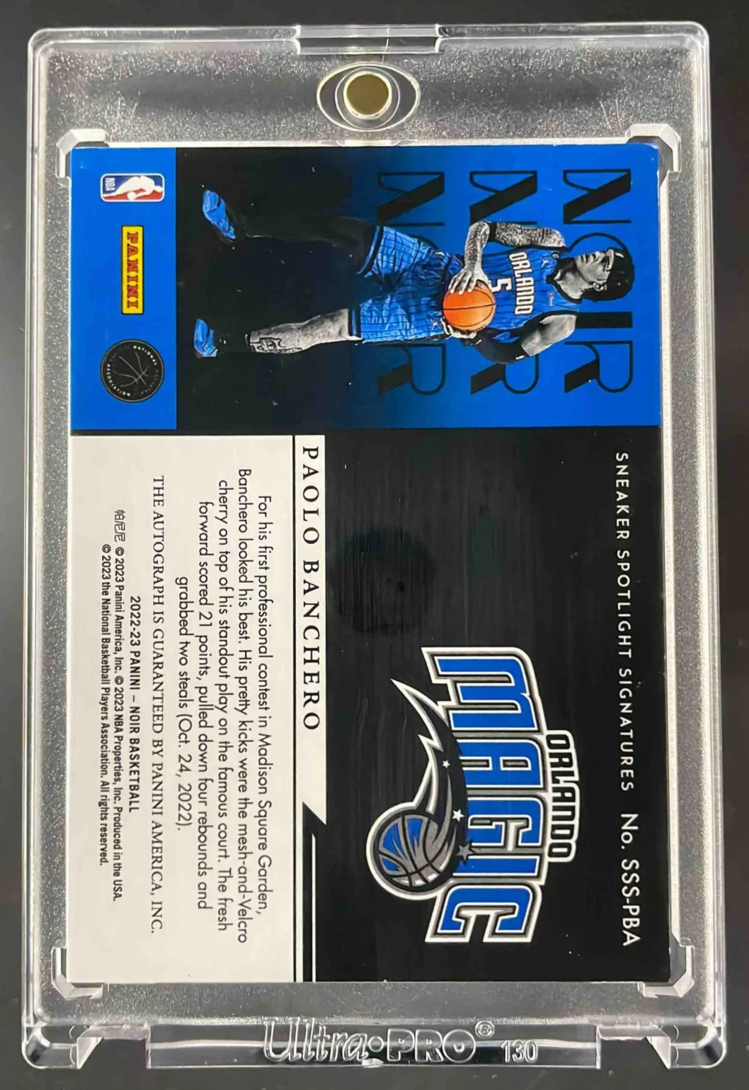2022 Panini Noir Sneaker Spotlight Signatures #SSS-PBA Paolo Banchero Auto /99 - Image 2