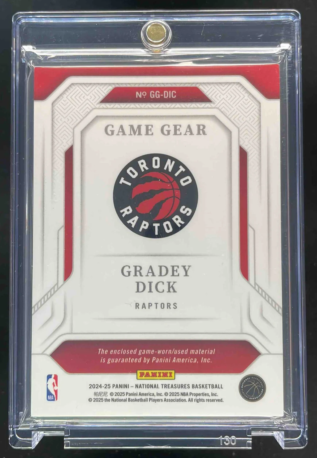 2024-25 Panini National Treasures Game Gear Super Prime #23 Gradey Dick 1/1 - Image 2