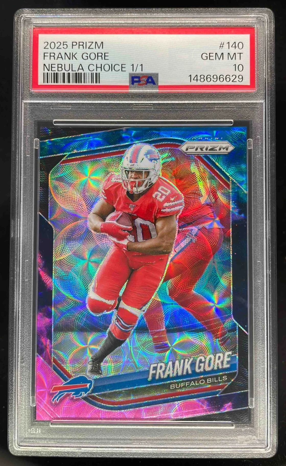 2025 Panini Prizm Choice Nebula Prizm #140 Frank Gore 1/1 PSA 10