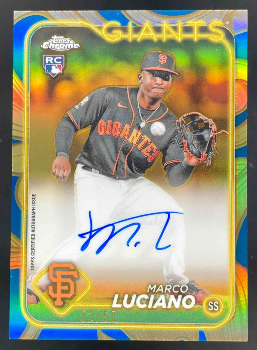 2024 Topps Gilded Collection Chrome Gold Blue Gold #CGAML Marco Luciano Auto /50