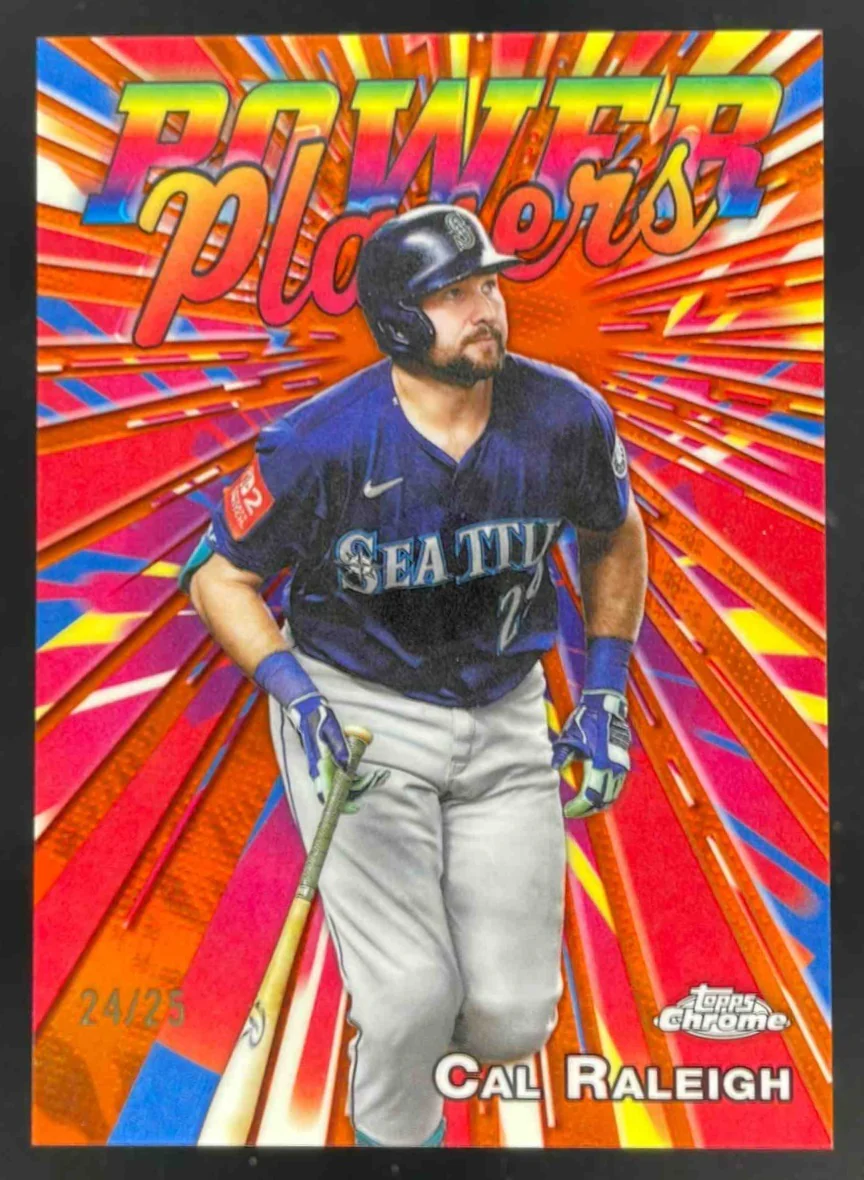 2025 Topps Chrome Update Power Players Orange Refractor #PP-37 Cal Raleigh /25