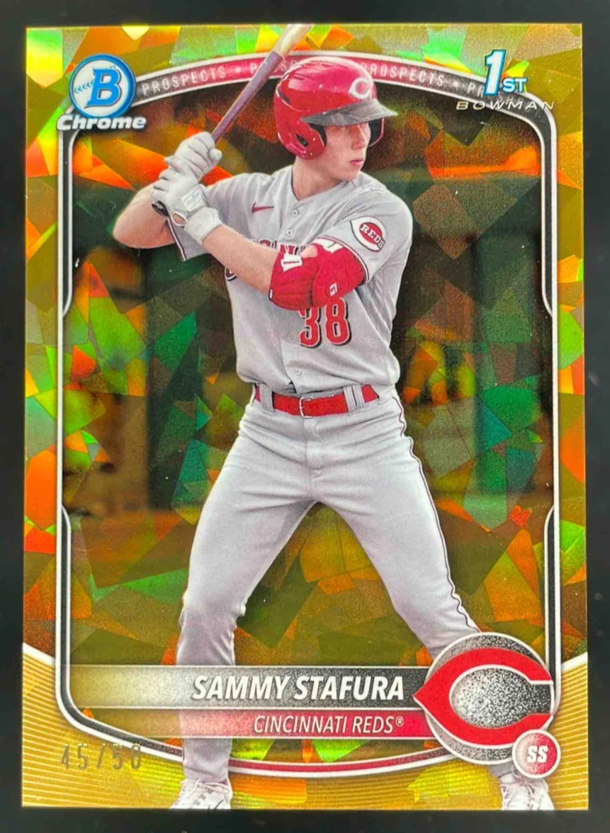 2025 Bowman Sapphire Chrome Gold Refractors #BCP-100 Sammy Stafura RC /50