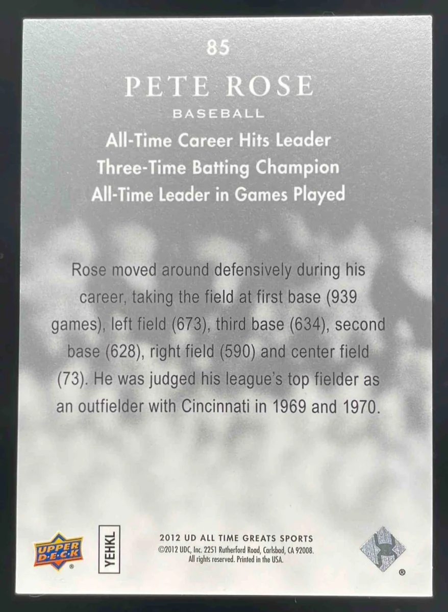 2012 Upper Deck All-Time Greats Silver Spectrum #85 Pete Rose /35 - Image 2