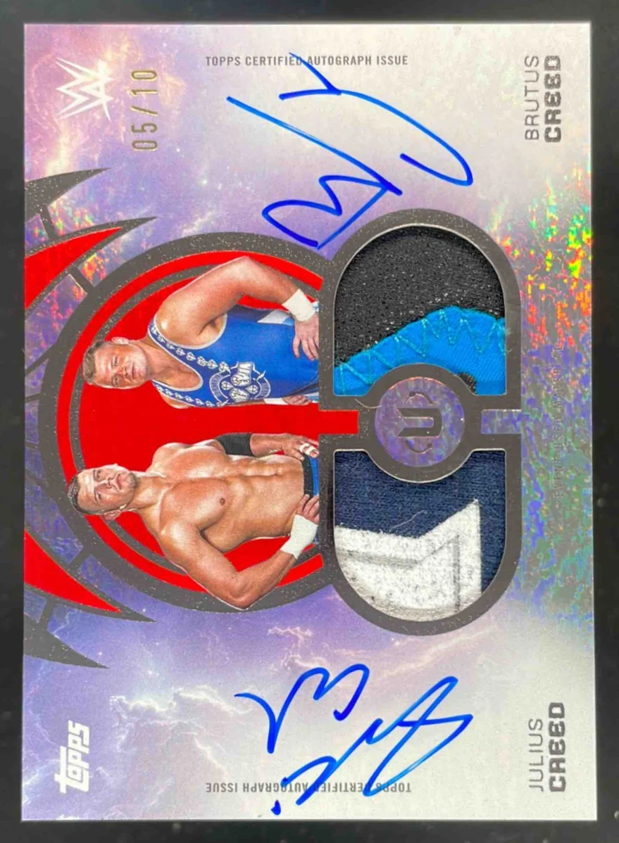 2025 Topps Universe WWE Tag Team Red Magma Julius Creed Brutus Creed Auto /10