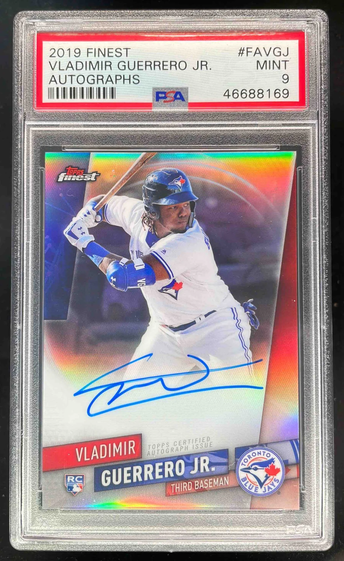 2019 Topps Finest Autographs #FA-VGJ Vladimir Guerrero Jr. RC Auto PSA 9