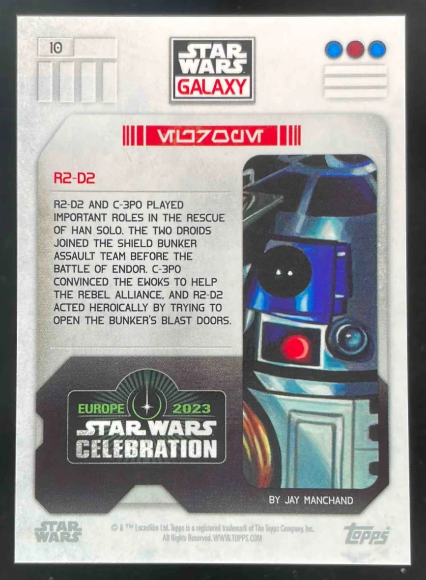 2023 Topps Star Wars Galaxy Wars Celebration Europe 2023 -Blue #10 R2-D2/99 - Image 2