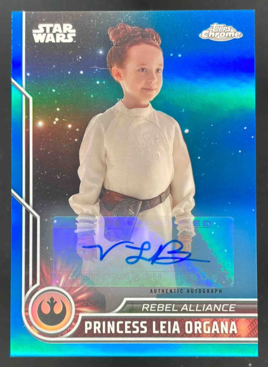 2023 Topps Chrome Star Wars Blue #17 Lyra Blair Princess Leia Organa Auto /150