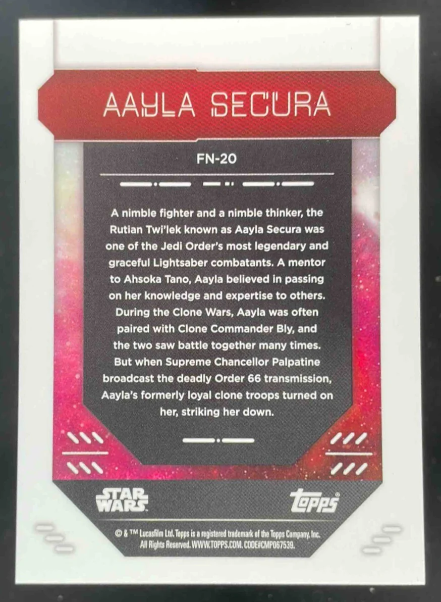 2023 Topps Finest Star Wars Orange #FN-20 Aayla Secura /25 - Image 2