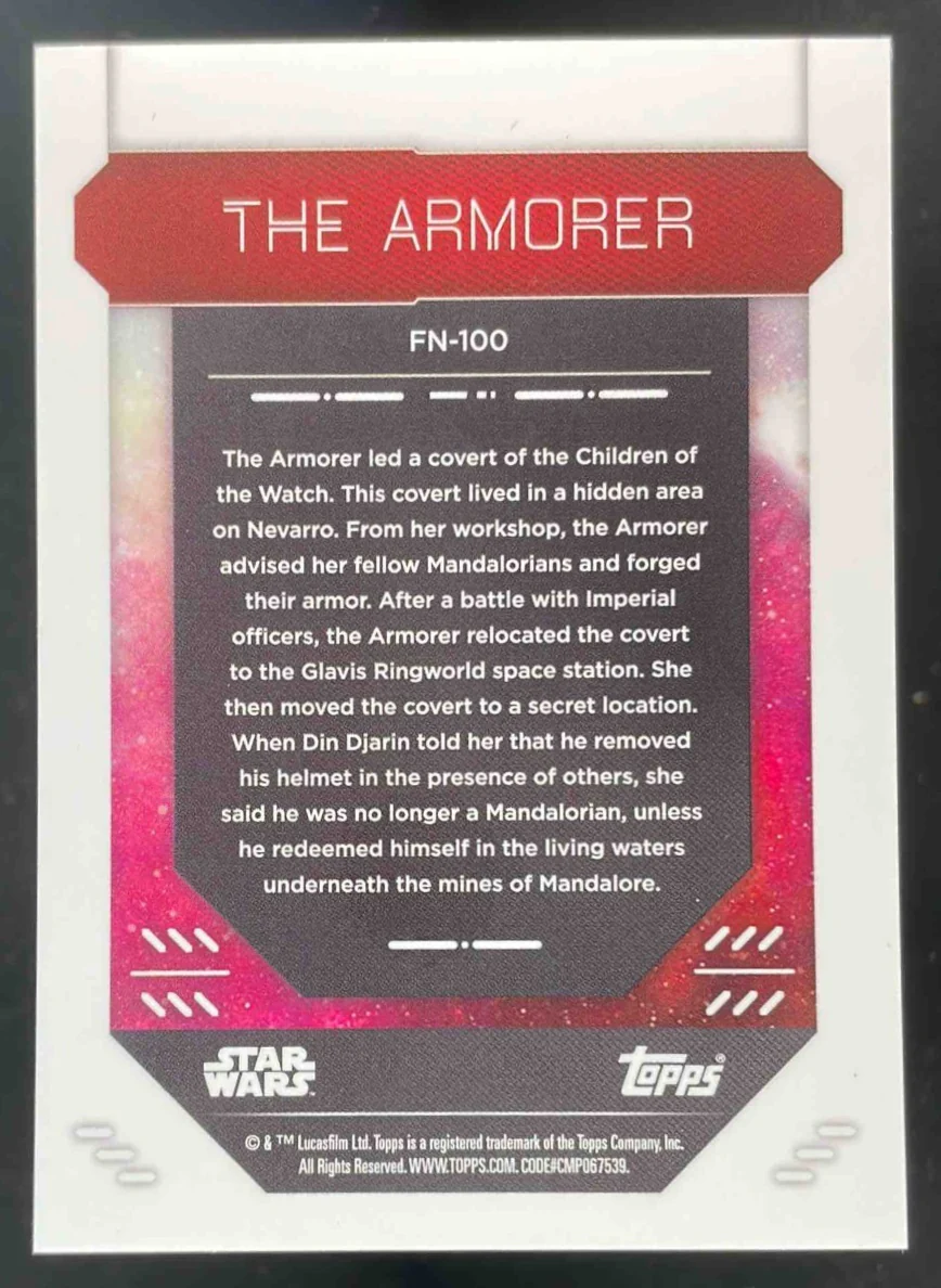2023 Topps Finest Star Wars Black #FN-100 The Armorer /10 - Image 2