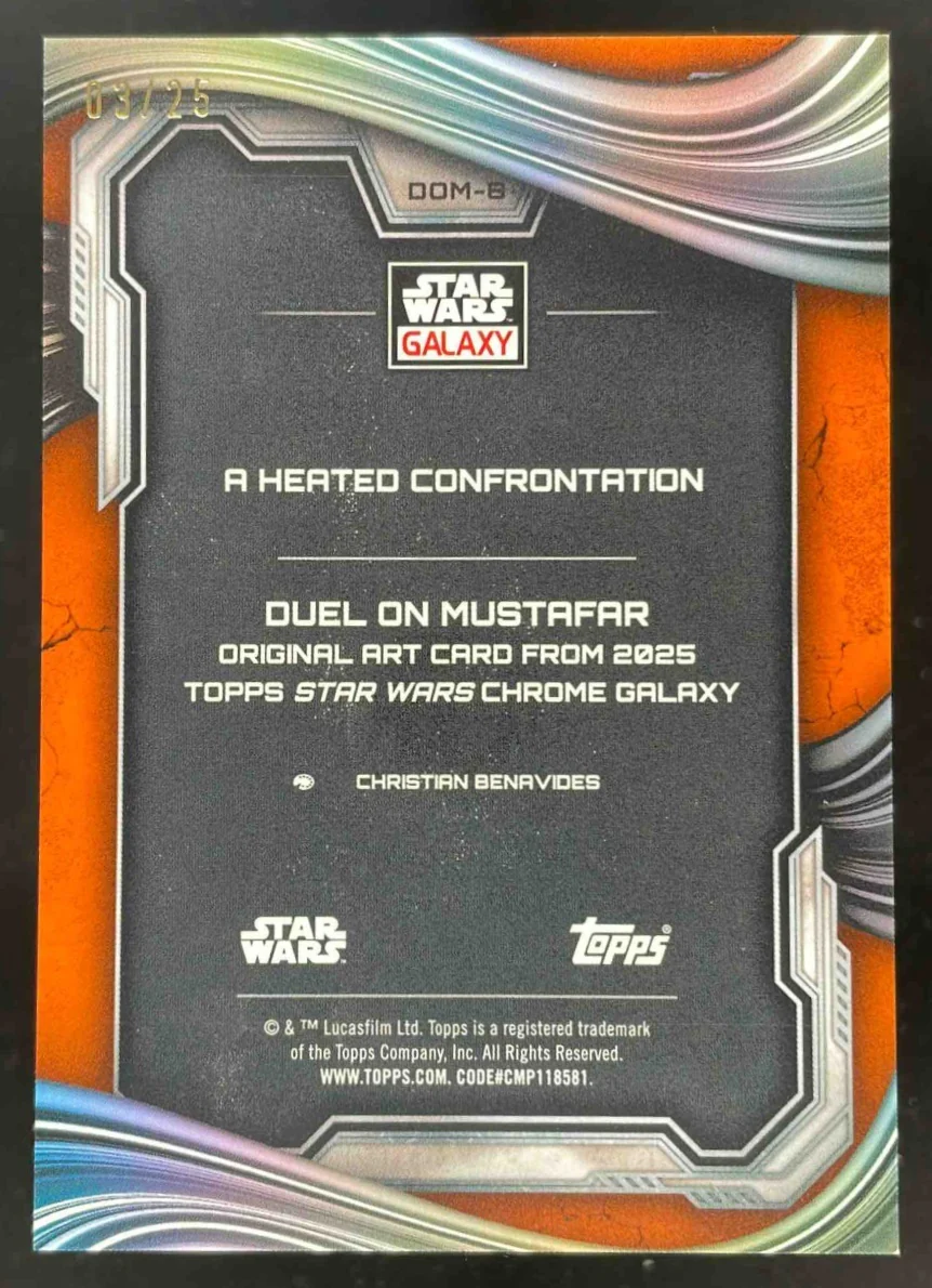 2025 Topps Chrome Star Wars Duel on Mustafar Orange A Heated Confrontation /25 - Image 2