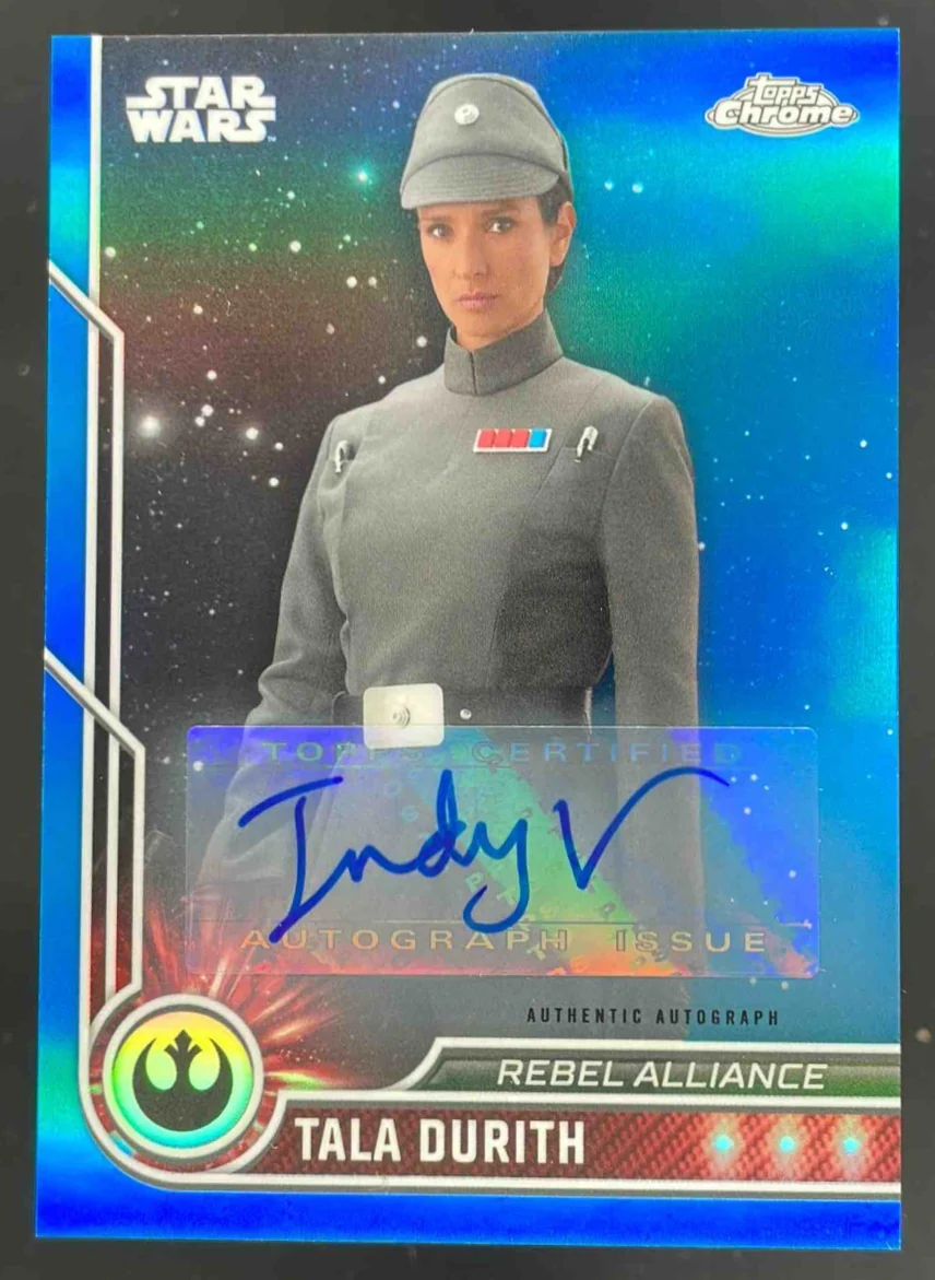 2023 Topps Chrome Star Wars Character Autographs Blue #14 Indira Varma Auto /150
