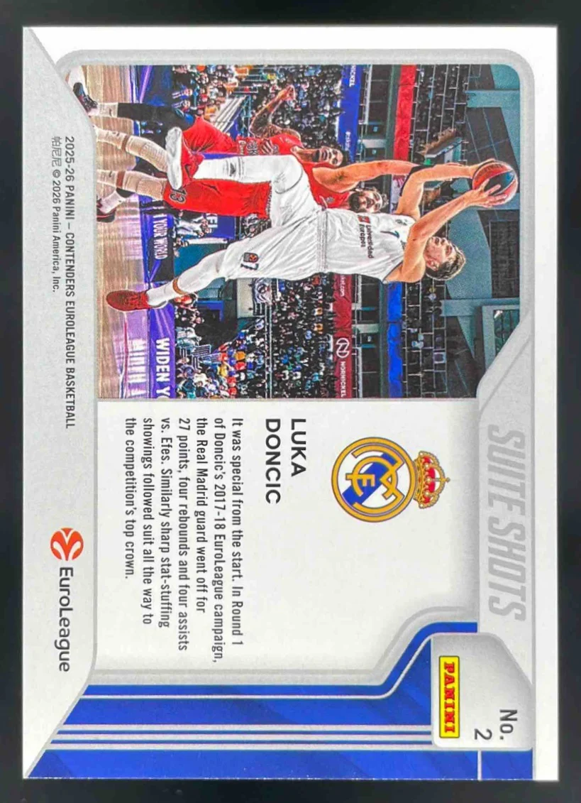 2025-26 Panini Contenders EuroLeague Suite Shots Playoff #2 Luka Doncic /125 - Image 2