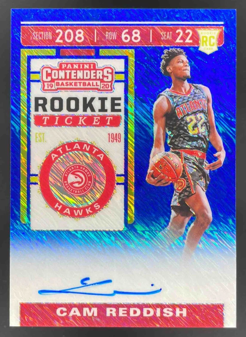 2019-20 Contenders Rookie Premium Blue Shimmer #120 Cam Reddish RC Auto /20