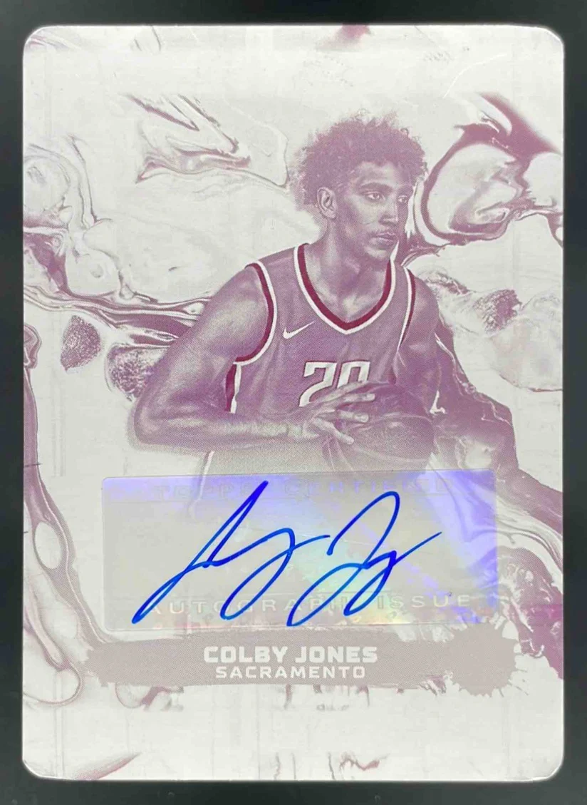 2023-24 Topps Motif Acrylic Drip Printing Plates Magenta Colby Jones RC Auto 1/1