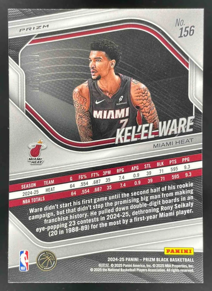 2024-25 Panini Prizm Black Red Prizms #156 Kel'el Ware RC /299 - Image 2