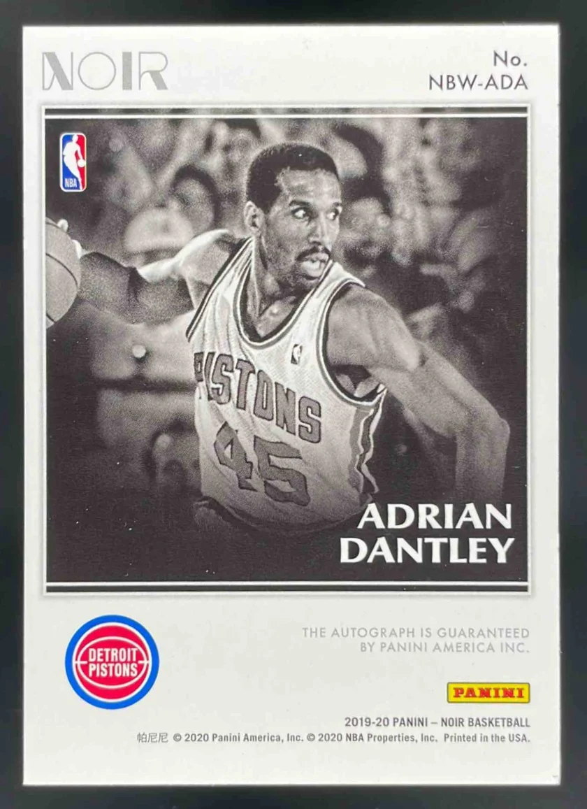 2019-20 Panini Noir Auto Noir Black and White #NBW-ADA Adrian Dantley Auto /25 - Image 2