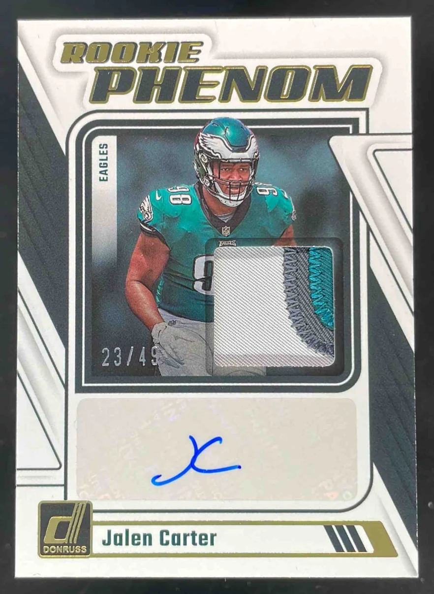2023 Donruss Rookie Phenom Jersey Prime #RPJA-JCAR Jalen Carter RC Auto /49