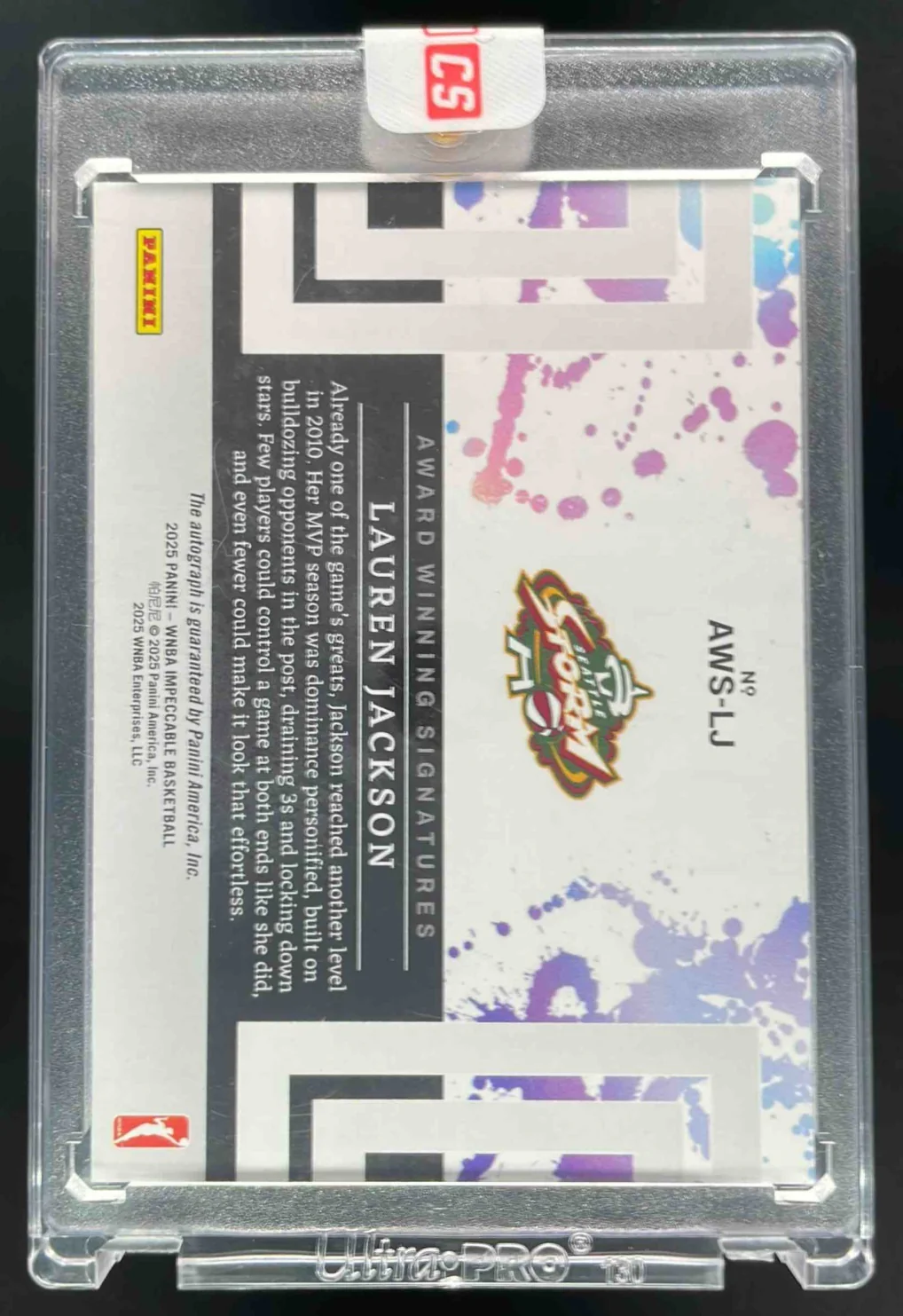2025 Panini Impeccable WNBA Award Winning Signatures #7 Lauren Jackson Auto /10 - Image 2