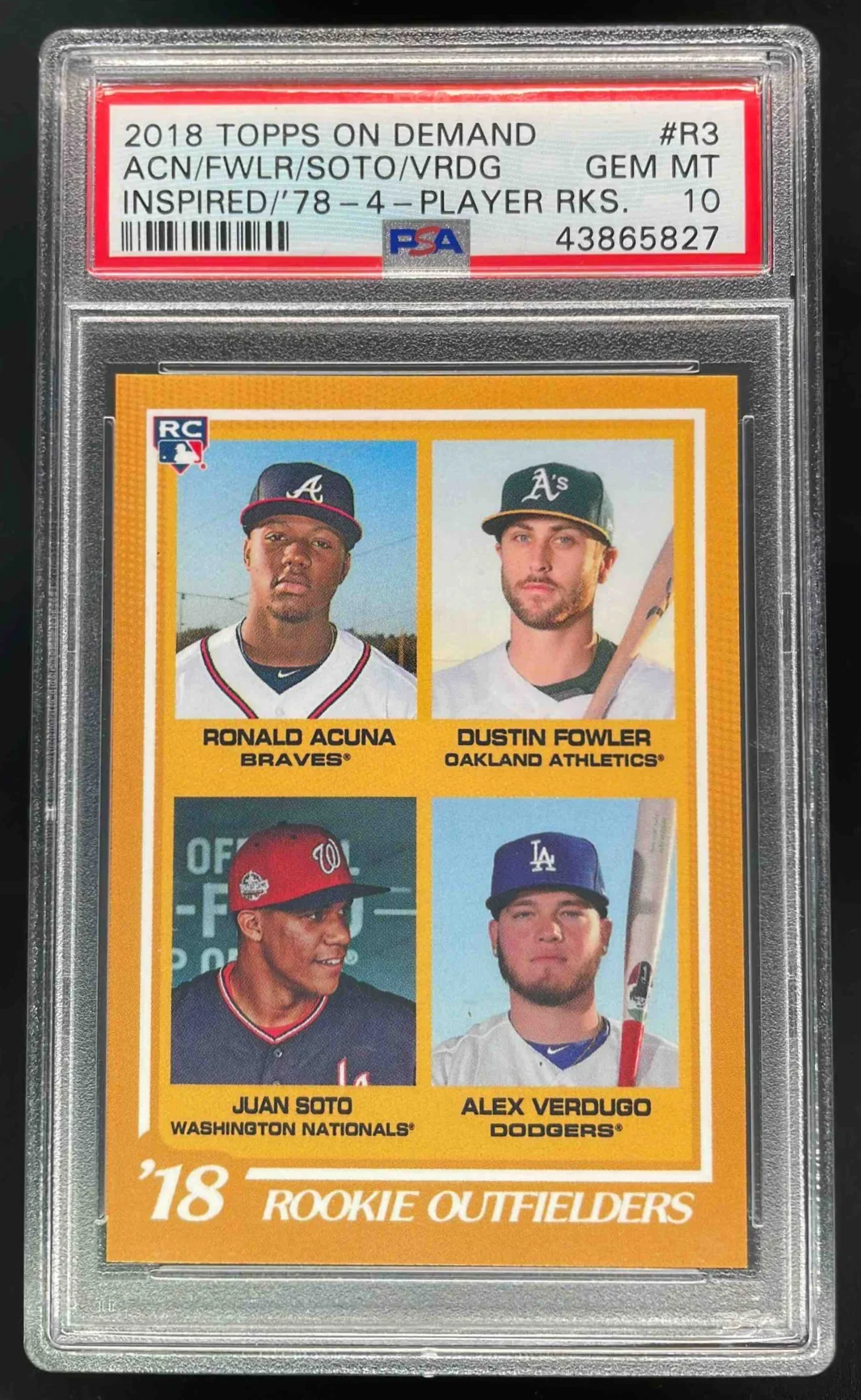 2018 Topps On Demand '78 4 Player Acuna Fowler Soto Verdugo RC PSA 10