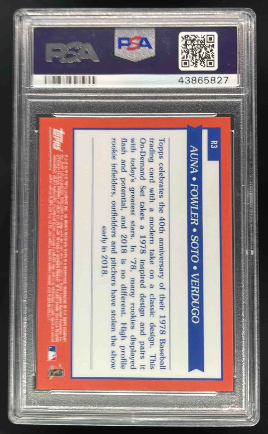 2018 Topps On Demand '78 4 Player Acuna Fowler Soto Verdugo RC PSA 10 - Image 2
