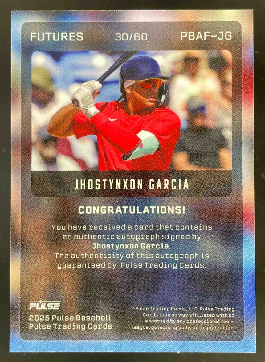 2025 Pulse Futures Autograph #PBAF-JG Jhostynxon Garcia Auto /60 - Image 2