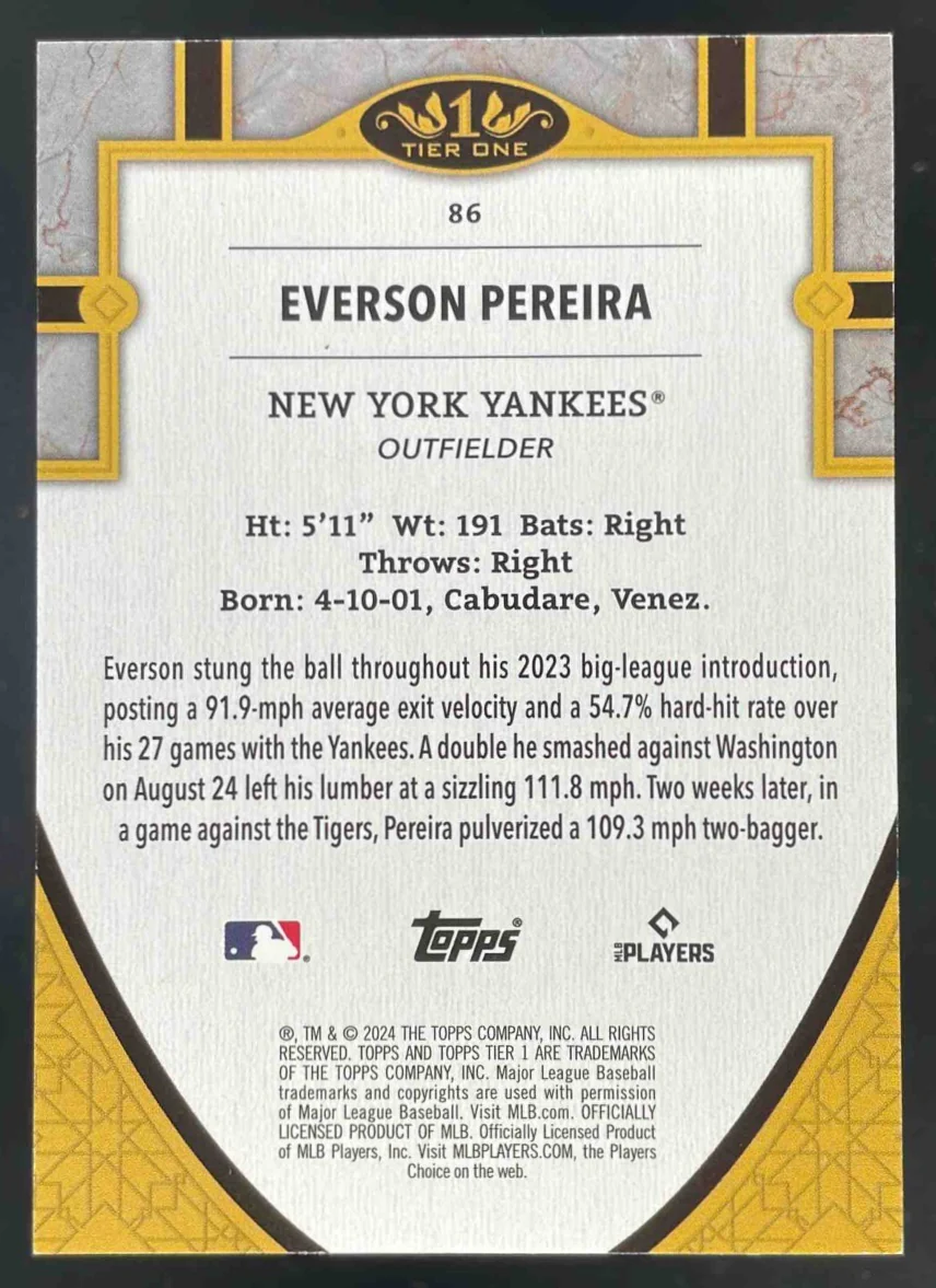 2024 Topps Tier One Holo Silver Foil #86 Everson Pereira RC /10 - Image 2