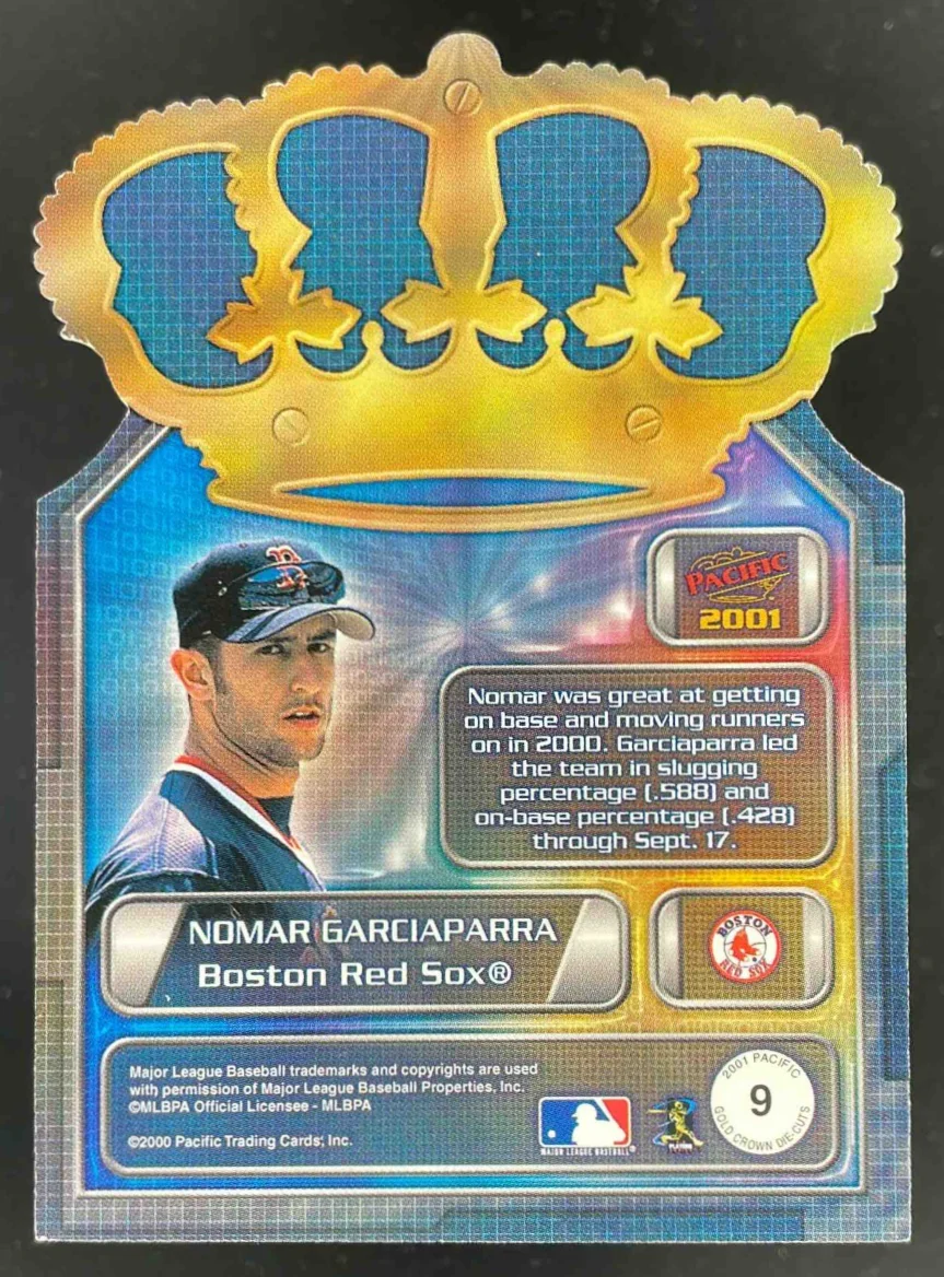 2001 Pacific Gold Crown Die Cuts Blue #9 Nomar Garciaparra /100 - Image 2