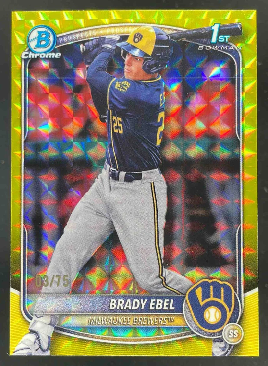 2025 Bowman Draft Chrome Yellow Geometric Refractor #BDC-194 Brady Ebel RC /75