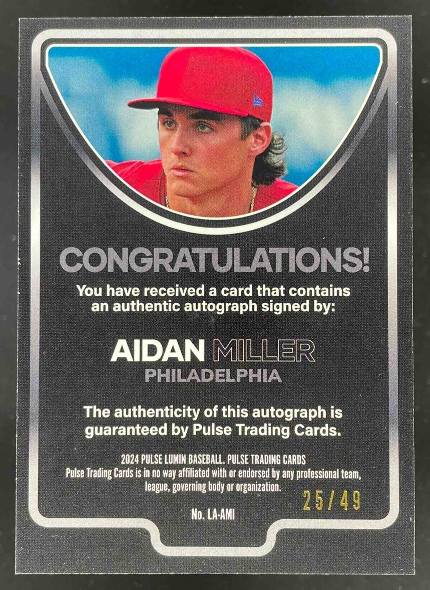 2024 Pulse Lumin Autograph #LA-AMI Aidan Miller Auto /49 - Image 2