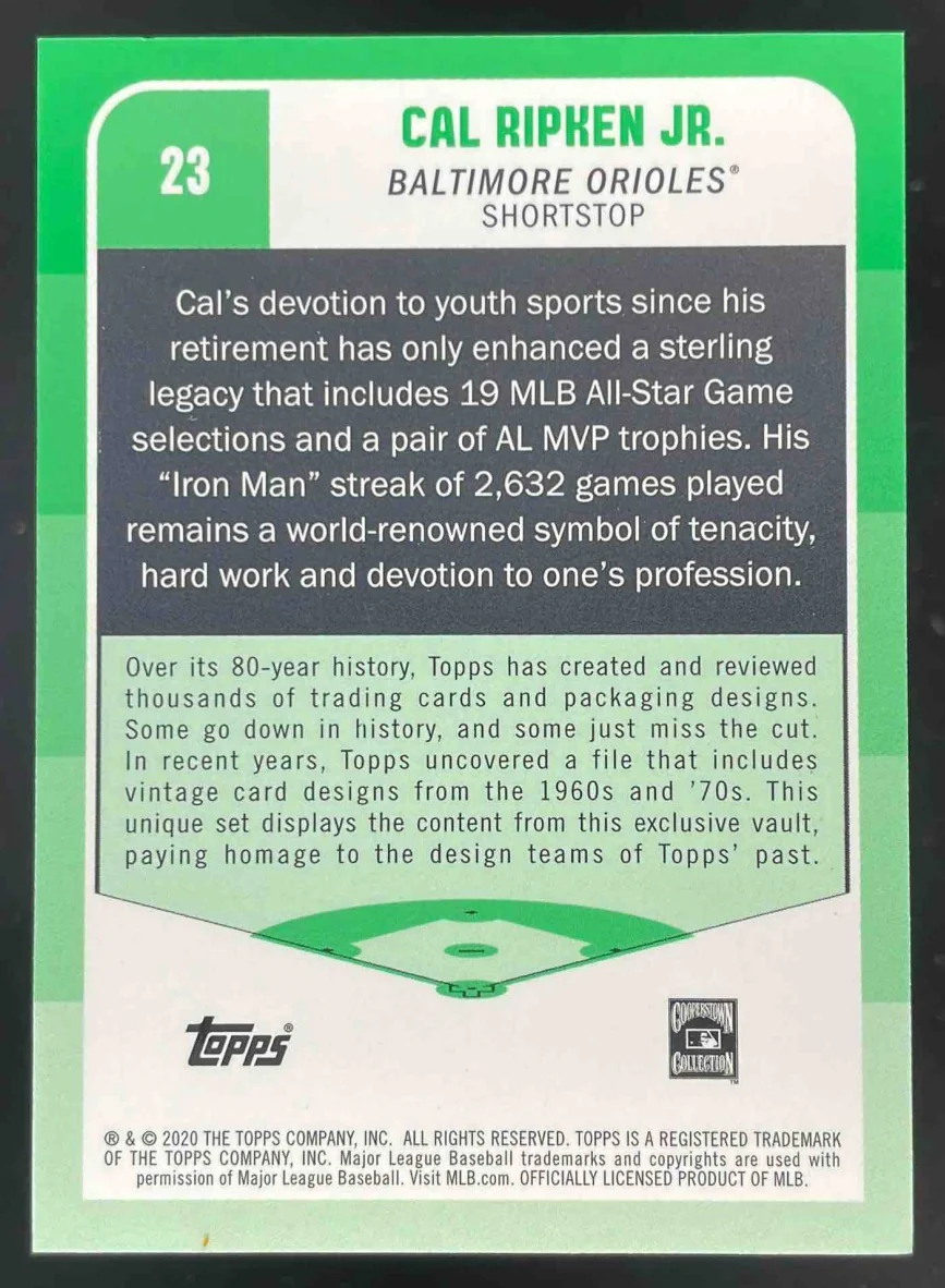2020 Topps Brooklyn Collection Black #23 Cal Ripken Jr./75 - Image 2