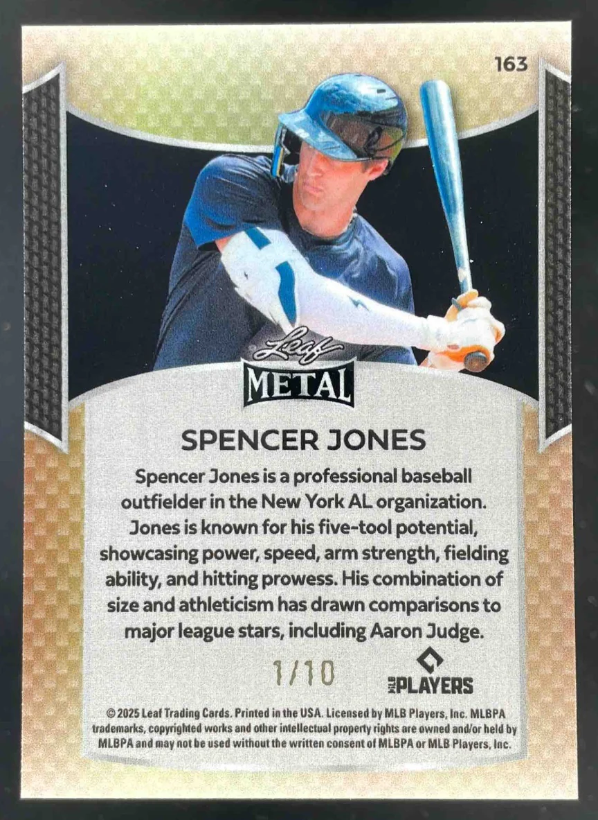 2025 Leaf Metal Set Prismatic Purple #163 Spencer Jones /10 - Image 2