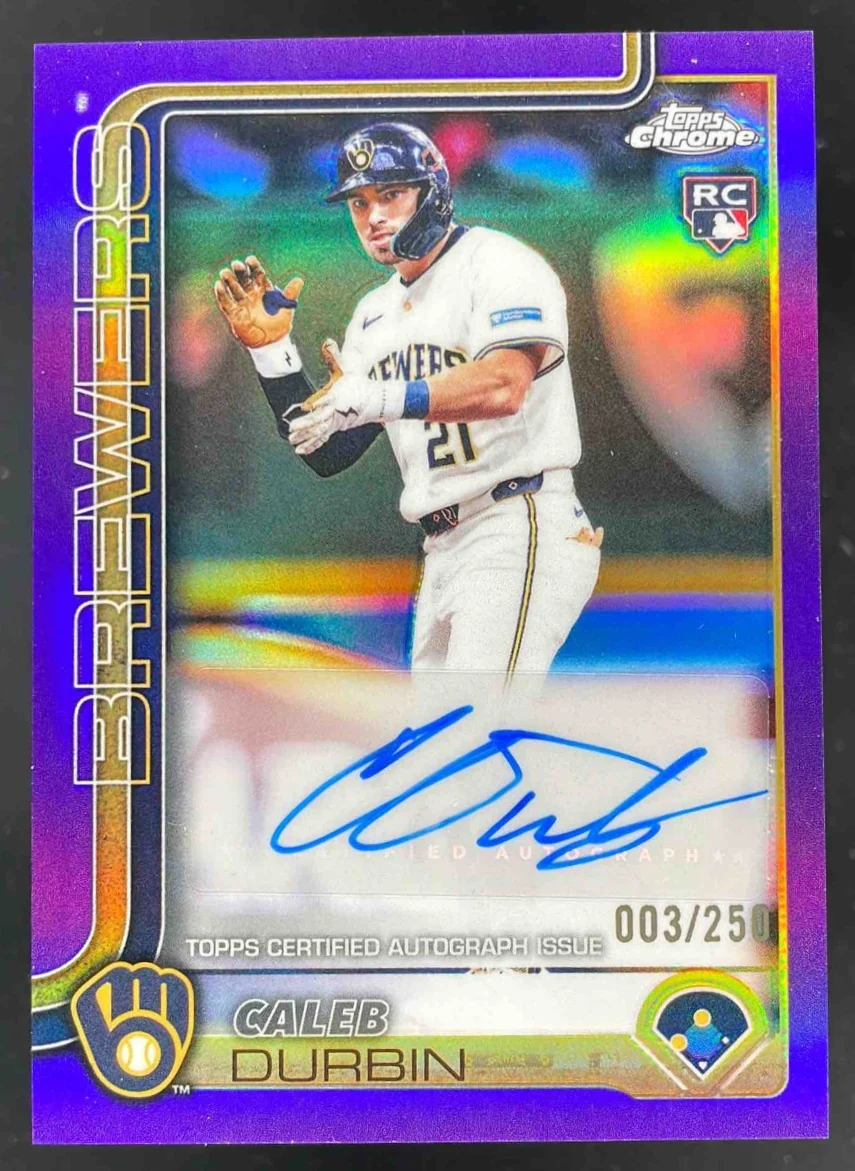2025 Topps Chrome Update Purple #AC-CDU Caleb Durbin RC Auto /250