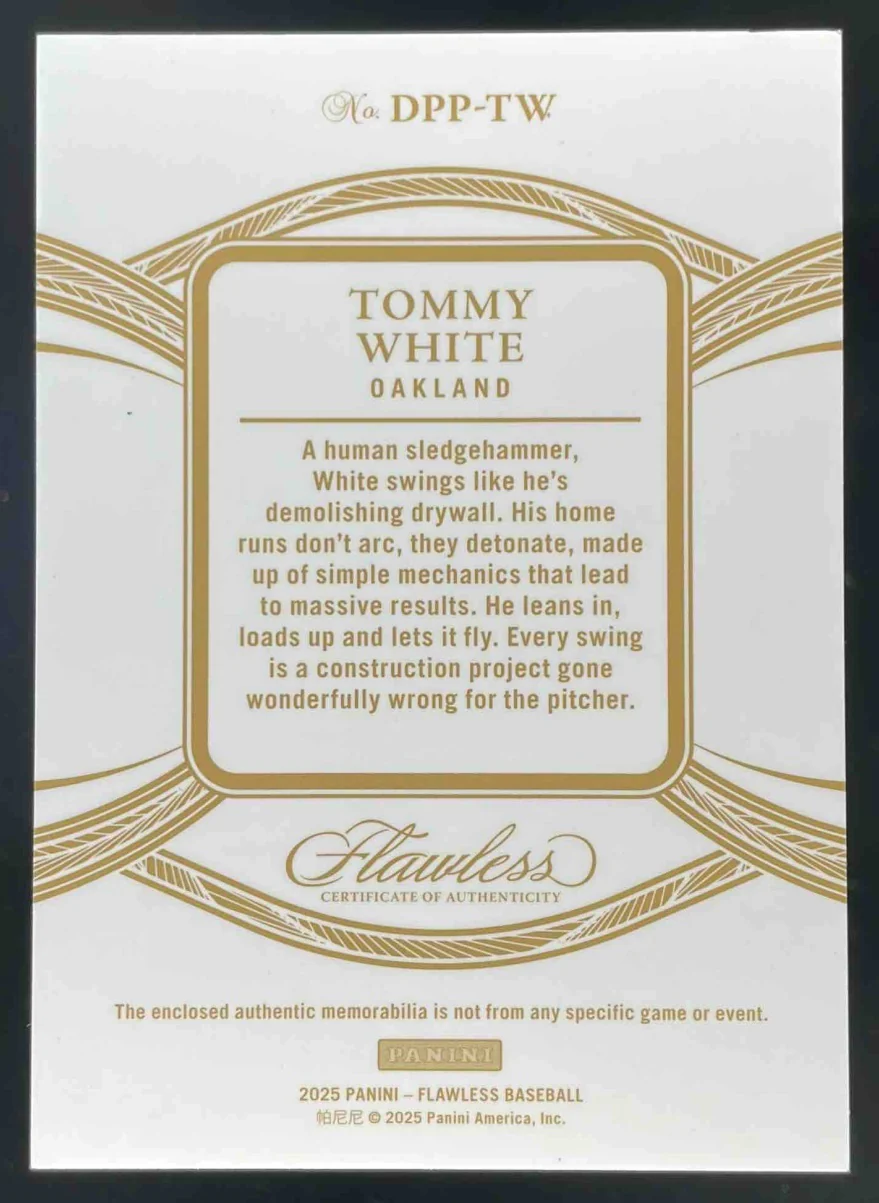 2025 Panini Flawless Dual Prospect Patches Sapphire #DPP-TW Tommy White /15 - Image 2