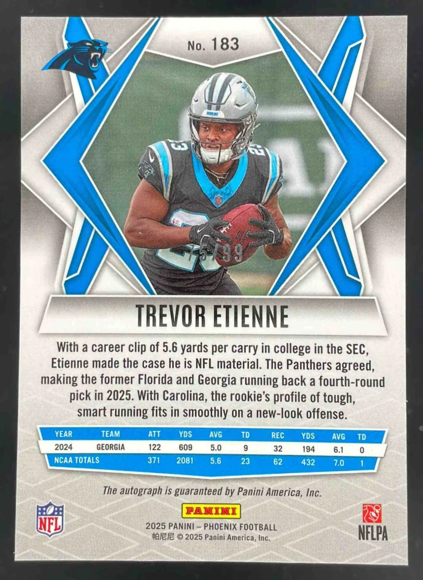 2025 Phoenix Rookies Bronze Pandora Prizm #183 Trevor Etienne RC Auto /99 - Image 2