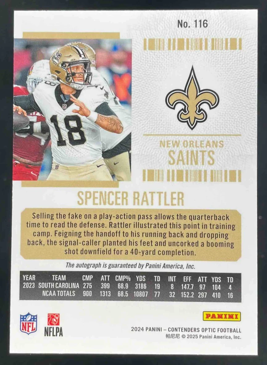 2024 Contenders Optic Rookie Ticket RPS #116 Spencer Rattler RC Auto - Image 2